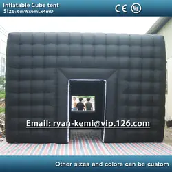 6 м черный надувная кубическая палатка открытый надувные вечерние палатка надувная палатка из Китая: ленточный конвейер/надувная палатка