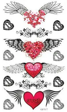 

Temporary Tattoo Sticker on waist angel wing heart love tatto stickers flash tatoo fake tattoos Waterproof Body painting