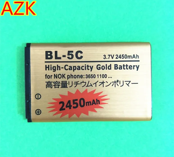 АЗК золото BL5C BL-5C Батарея для Nokia 1000/1010/1100/1108/1110/1111/1112/1116/2730 2710 2730c 3100 3109C 3110C BL-5CA |