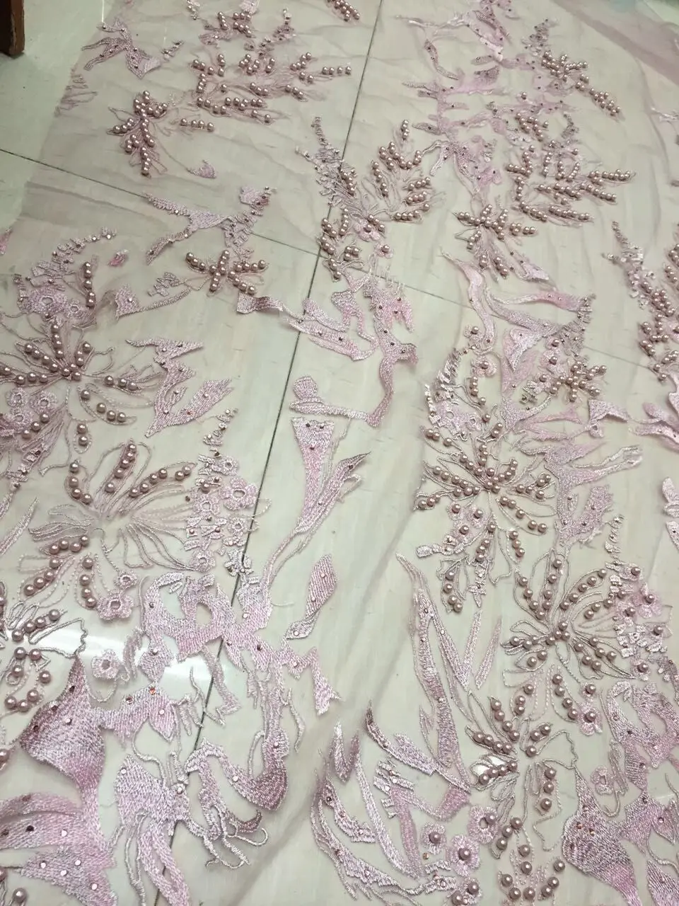 

Latest african guipure lace fabric with beads CGL-102715-1 French Net Lace Fabric for nice dress