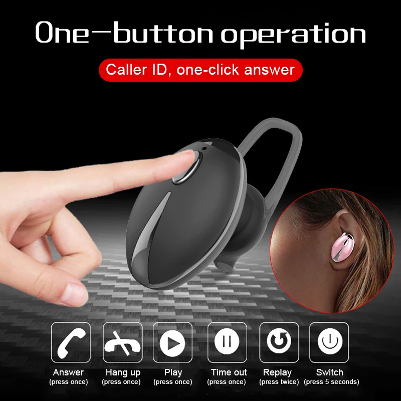 

Bluetooth V4.2 Headset Hands-Free Headphones Earbuds 10M Laptop Mini Wireless 2.4GHz