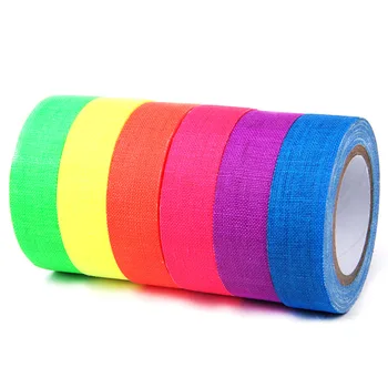 

6pcs/Set Fluorescent UV Cotton Tape Matt Night Self-Adhesive Glow In The Dark Luminous Tape For Party Floors Stages Whiteboard