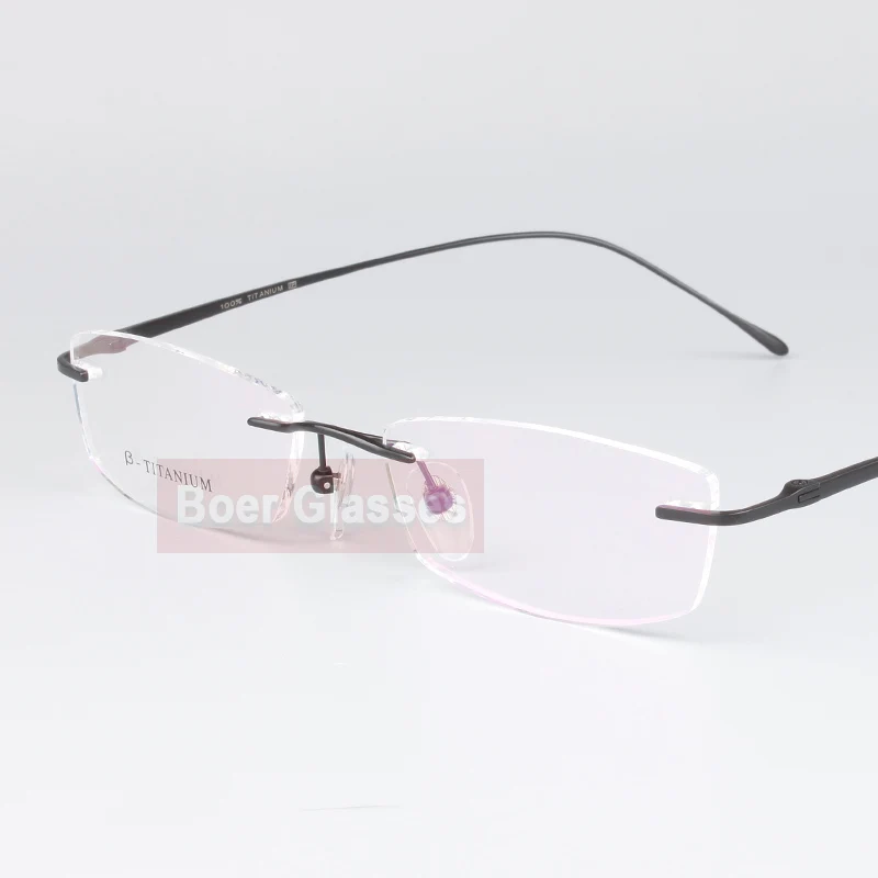 Титановые очки Для мужчин очки без оправы очки при близорукости оптический Prescription1029(52-18-135 - Цвет оправы: Black