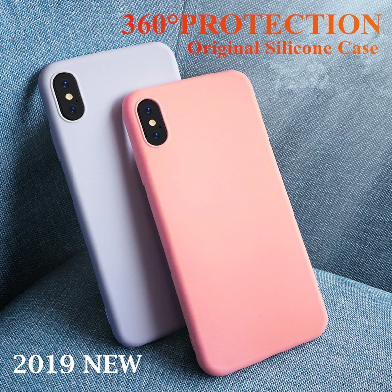 

Case For iPhone 8 7 6 Original Liquid Silicone Case Plain Color Clear Bumper For iPhone 8 7 6 Plus X Xs Max XR Coque Capa New