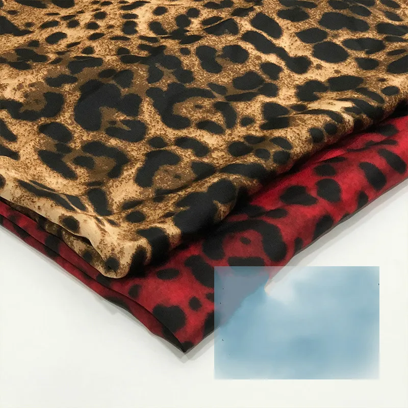 

100% Polyester Elastic Satin Fabric Leopard Print Quilting DIY Sewing Quilted Textile Scarves Women Apparel Fabric