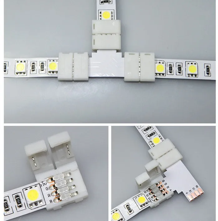20 шт./лот без пайки 4PIN 10 мм 5050 RGB Светодиодная лента Разъем PCB Бесплатная