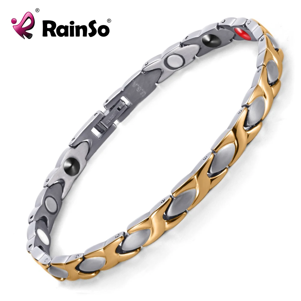 Rainso для женщин Мода браслет и магнитная здоровья ювелирные изделия цвет серебристый, золотой цвет титан ручной цепи полированный OTB-016