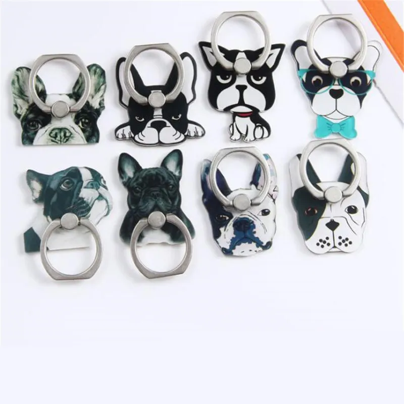 

UVR 360 Degree Bulldog Cute Dog Finger Ring Smartphone Stand Holder Mobile Phone Snowman Holder For Iphone Huawei All Phone
