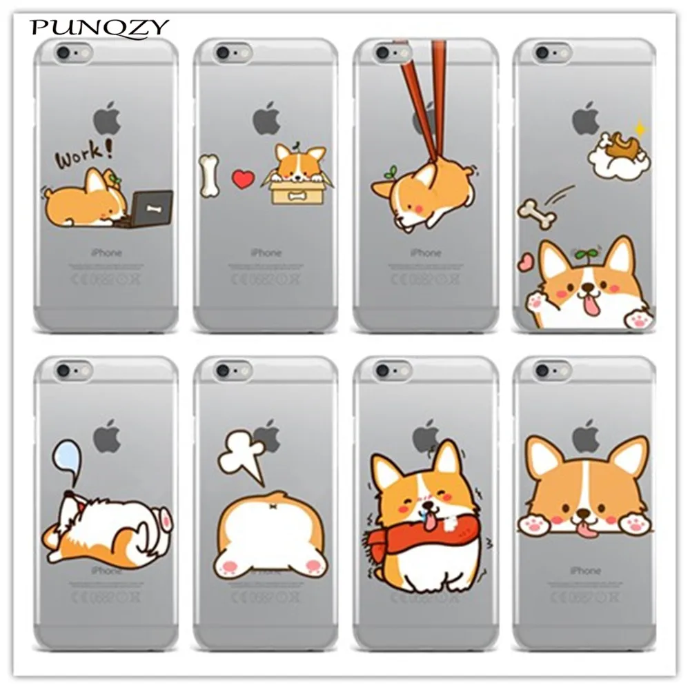 

funny Cartoon welsh corgi pembroke Soft silicone Phone Case for Apple iPhone 6 6S Plus 5 5S SE 5C 4S 7 7 Plus