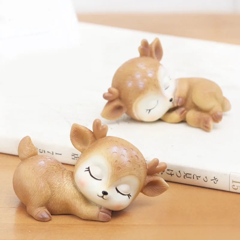 

Cute Sleeping Deer Baby Ornament Resin Art Craft Baby Room Decoration Kids Birthday Gift 4 cm X 7cm DEC425