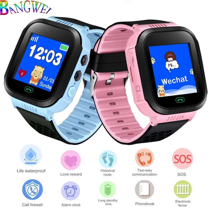 2018 BANGWEI Милые Детские умные часы подключение приложение может найти 1,44 дюймов цвет сенсорный экран SOS безопасности вызова в режиме