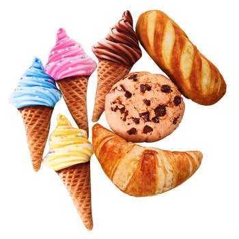 

Cute Puppy Simulation Squeak Toys Dog Chew Toys Artificial Ice Cream Bread Plush Pet Cat Puppy Dog Toys for Small Medium Dogs