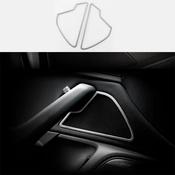 

2x Stainless Front Door Speaker Decorator Frame Cover trim For Audi A6 C7 12-17