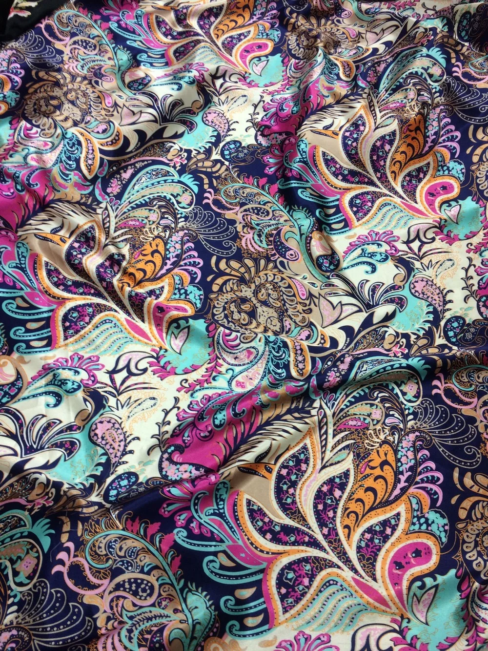 Wholesale 100 French Silk Materian Printed Satin Fabrics Soft African