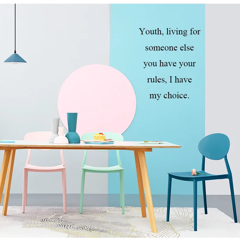 Sale Modern Home Back Plastic Chair Chinese Craft PP Plastic Restaurant Applicable Dining Chair Leisure Bedroom Study Office Chair 5
