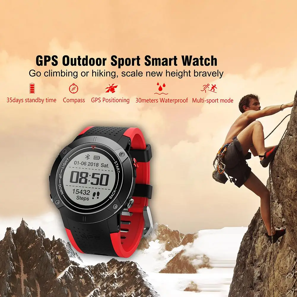 

DM18 GPS Sports Watch Smart Stopwatch Alarm Clock Sedentary Pedometer Heart Rate Monitor Waterproof Wristwatch drop shipping r20