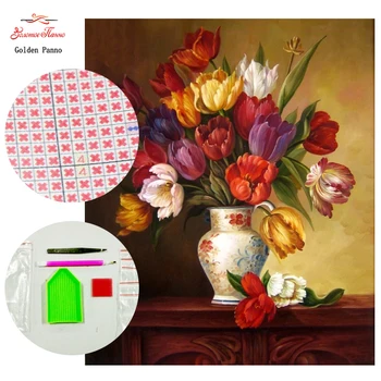 

Golden panno,5D,diy diamond embroidery,Full,square,Diamond Painting,Cross Stitch,3D,diamond,Mosaic,Needlwork,Crafts,Tulip 718