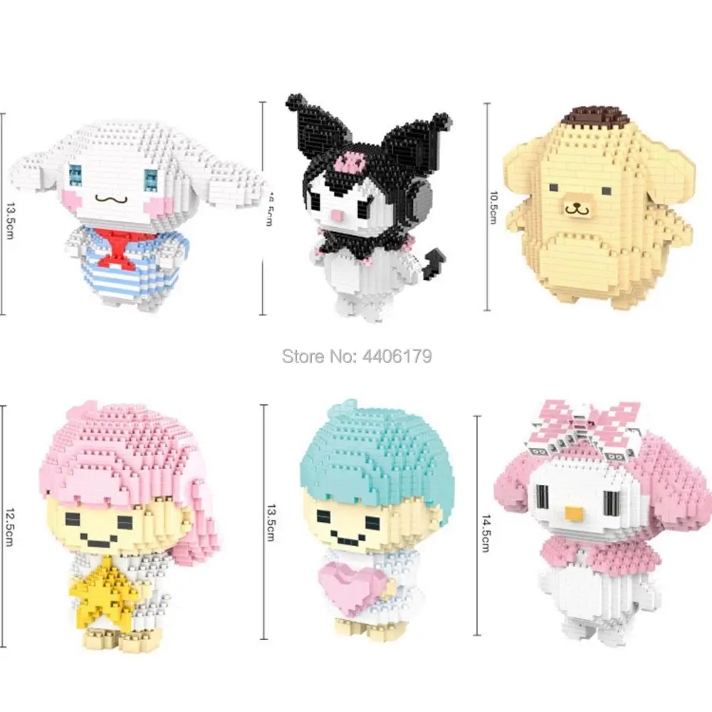 

hot LegoINGlys creators Cinnamoroll kuromi Pom Pom Purin melody micro diamond building blocks animal figure nanoblock brick toys