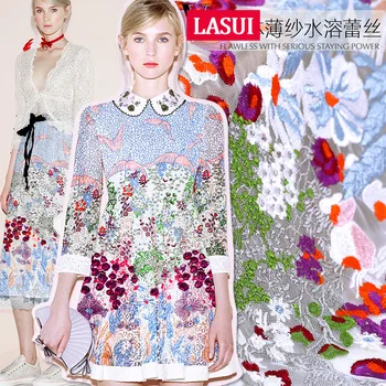 

LASUI 1 yard 2019Diy clothing dress fabric Rayon Polyester High quality multicolor embroidery mesh lace fabric Exquisite X0570
