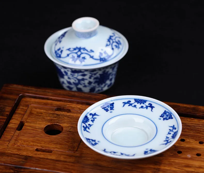 Changwuju в Цзиндэчжэнь кунг-фу китайская чашка для чая посуда ручной работы традиционная голубая и белая чайная миска с крышкой, окрашенная вручную