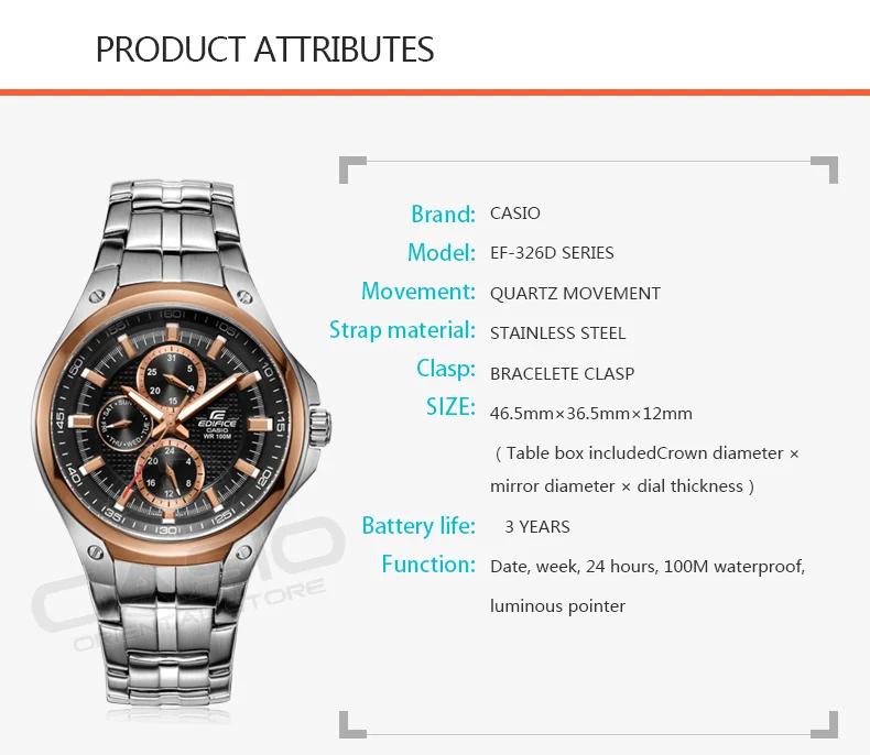 Casio Edifice Watch men's gift wristwatch waterproof design fashion quartz  men's watches EF 326 Full Steel Waterproof relogio|relogio fashion|relogio  frelogio waterproof - AliExpress