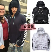 2016 NEW fashion off white Justin bieber trend street hip-hop letter water wash with hood sweatshirt men outwear jacket