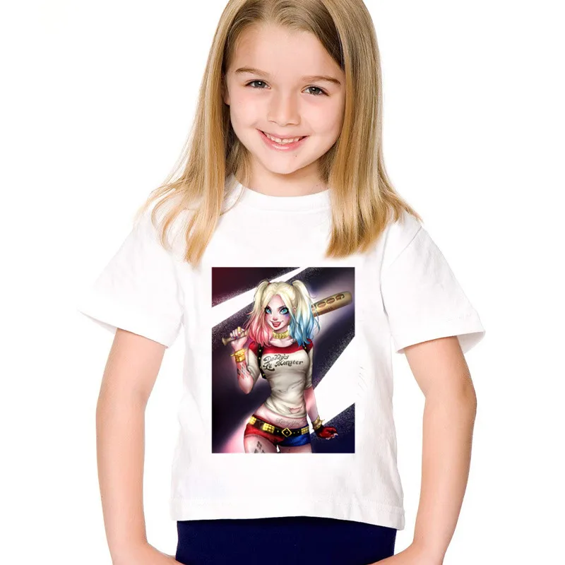 Модные детские Забавные футболки с принтом Отряд Самоубийц Harley Quinn летние