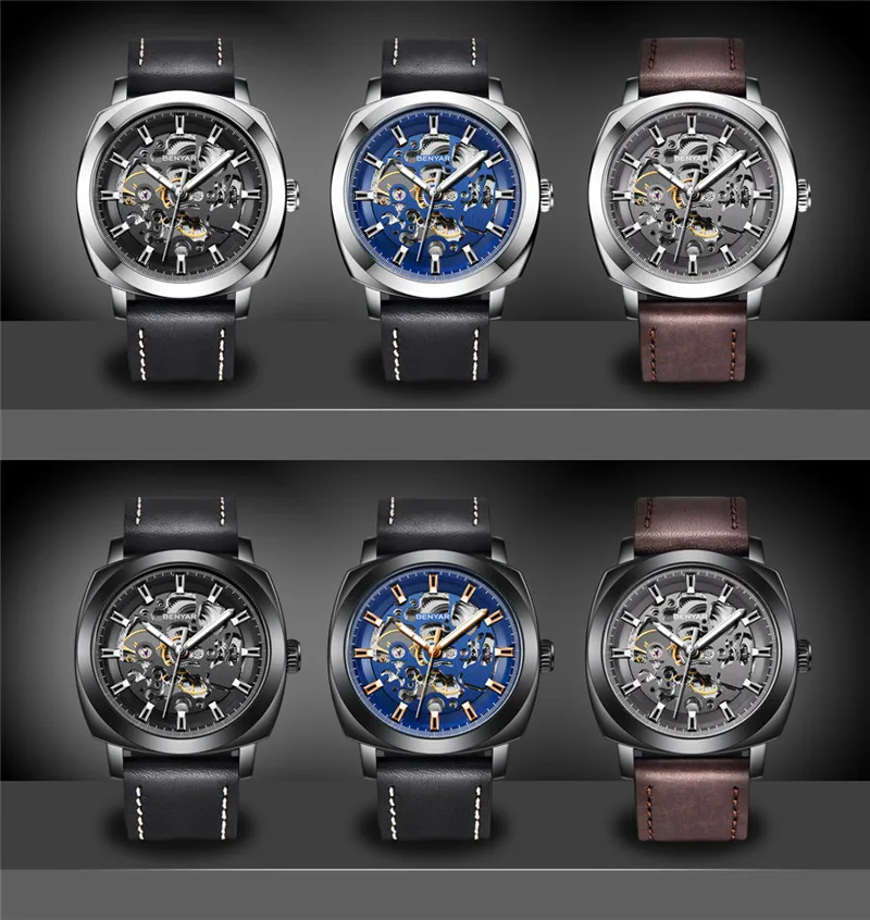 Benyar, мужские часы, скелет, автоматические, механические, мужские часы, лучший бренд, роскошные, спортивные, военные, мужские наручные часы, relogio Masculino 5121