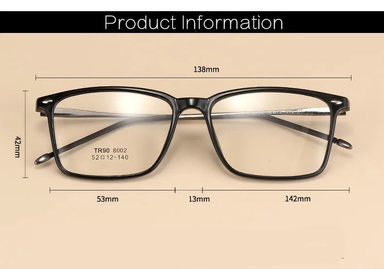 Деловые мужские прямоугольные очки, оправа для очков TR90, комфортная близорукость, прозрачные оптические линзы, простые зеркальные