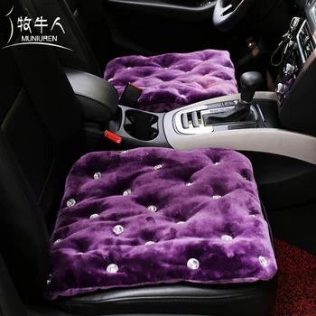 

Stud Rhinestones Universal Car Seat Cover For Woman Crystal Plush Car Seat Cushion Pad Auto Interior Accessories Diamond Mats