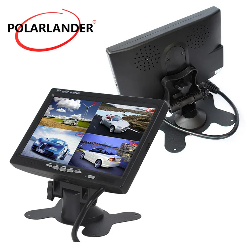 DC12V 24V 7 &quotLCD 4CH видео вход Polarlander Автомобильный монитор для фронтальной камеры