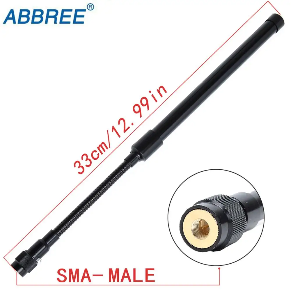 

ABBREE AR-148 Gooseneck Tactical Dual Band SMA-Male Antenna forYaesu Vertex VX-3R VX-7R ZT-2R PX-2R TYT TH-UV8000D Walkie Talkie