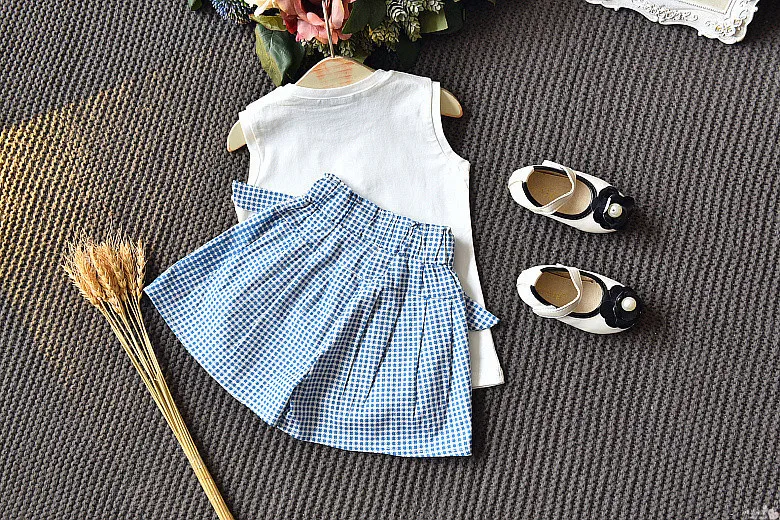 ; Новинка лета; детская мода для девочек майка+ юбка с принтом Штаны два комплекта