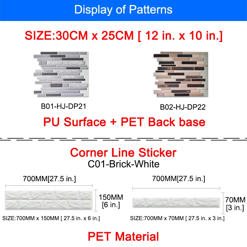 3D Wall Sticker Marble mosaic Tiles Brick Self-Adhesive Waterproof Wall paper DIY for Kitchen Bathroom Home Wall Decal Sticker