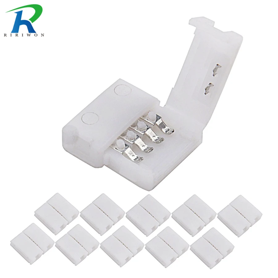 

LED Strip Connectors 4pin 10mm Free Welding Connector 10pcs/lot PCB Strip Connector Adaptor For LED 5050 RGB LED Strip Light