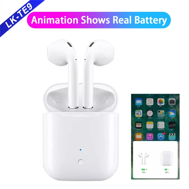 

LK-TE9 Earphone Touch control TWS Wireless Bluetooth 5.0 pad for ear phone Apple iPhone X X3 1:1 air MX pods mini headsets TE8