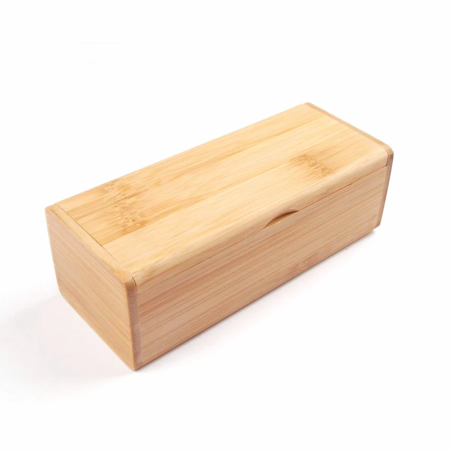 

Newest bamboo box with hinge quality square wooden eyewear case with pure bamboo BC001