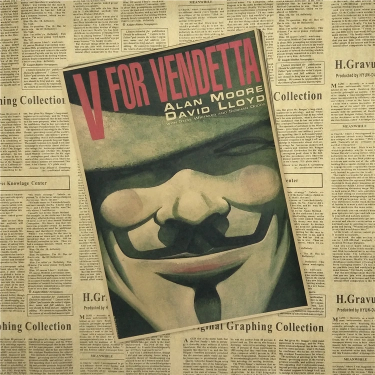 V для Vendetta классический core Винтажный Фильм Плакат на крафт бумаге Бар Кафе