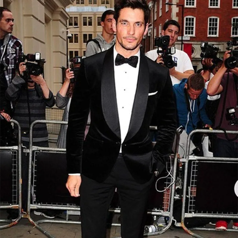 

2017 Latest Coat Pant Designs Black Velvet Men Suit Slim Fit 2 Pieces Men Party Suits Celebrity Party Tuxedos Blazer With Pants
