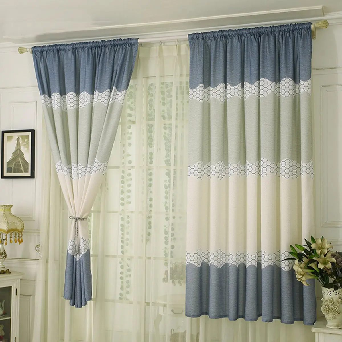 

Polyester Window Curtain Semi Blackout Drapes Curtain Panel 3 Sizes Home Living Room Bedroom Decor For Window Treatment 3 Colors