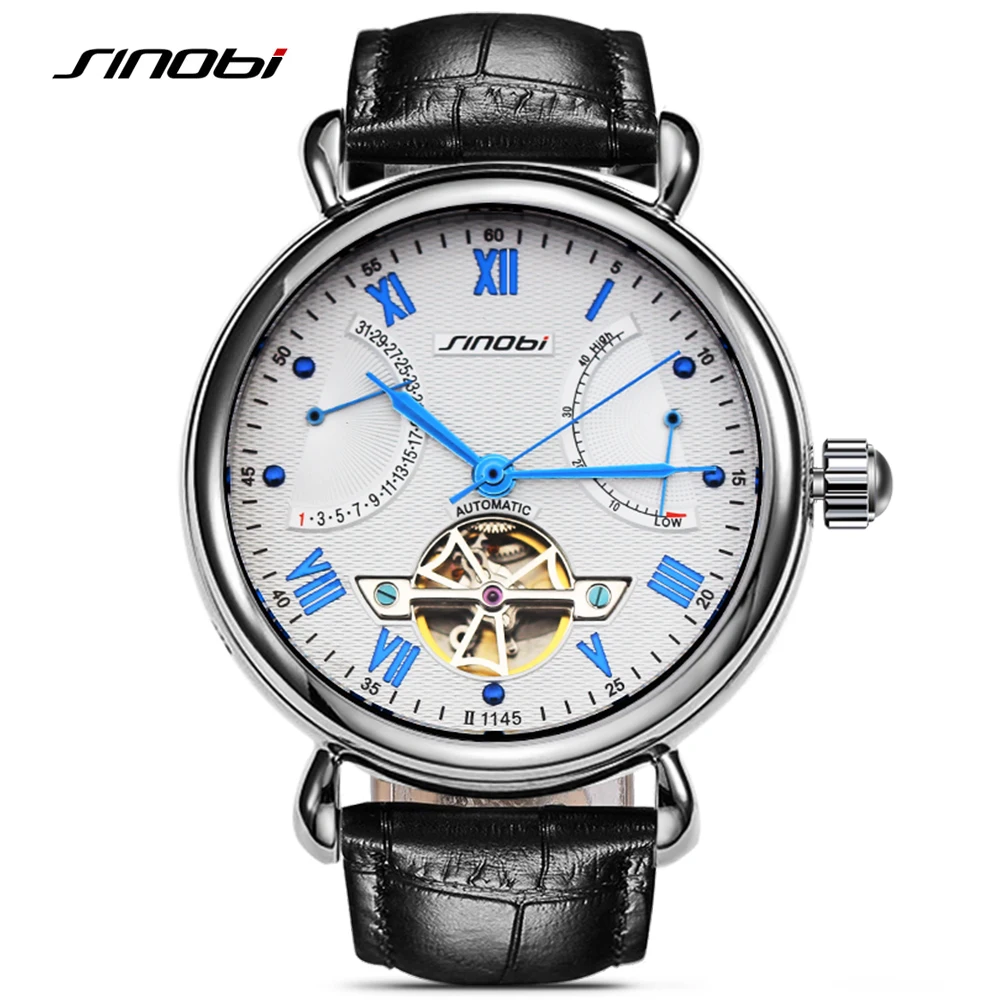 

SINOBI Mens Automatic MIYOTA Mechanical Watch Tourbillon Males Skeleton Wrist Watches Quality Wristwatches Relojes Mecanicos