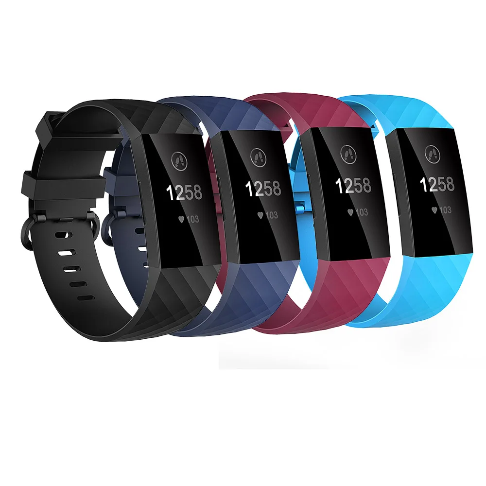 Baaletc часы наручные Ремешки для Fitbit заряд 3 замена tpu из разноцветных резиновых полосок для Fitbit заряд 3 с 3/4 шт. Сумка-аксессуар - Цвет: Patter B 4PCS