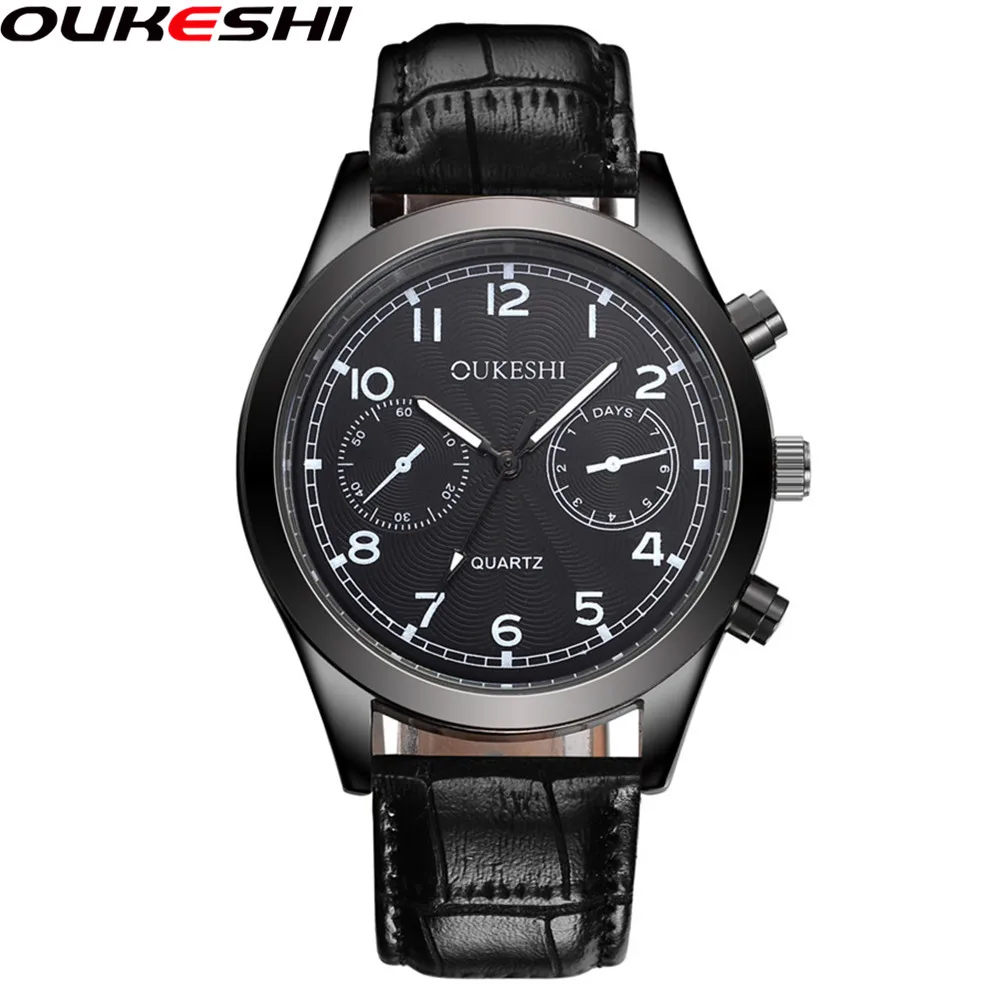 

2018 OUKESHI Brand Fashion Quartz Watch Top Brand Luxury Leather Men Clock Business Quartz Wrist Watch Relogio Masculino OKS47