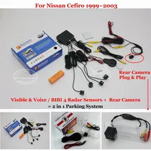 Liislee Coche Sensores de Aparcamiento + Cámara de Visión Trasera = 2 en 1 Alarma Visual Sistema de Aparcamiento Para Nissan Cefiro 1999 ~ 2003