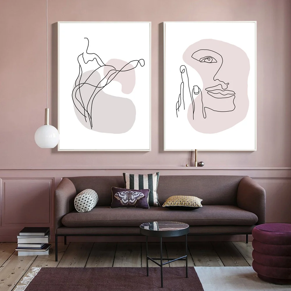 Abstract Canvas Art Print Woman Abstract Ink Lines Poster Pop Art Canvas Painting For Living Room Modern Hanging Nordic Unframed