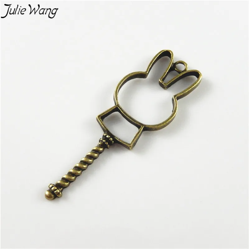 Julie Wang 15 шт полые милый кролик кулон бронзовый тон Шарм Для DIY Винтажные Ювелирные