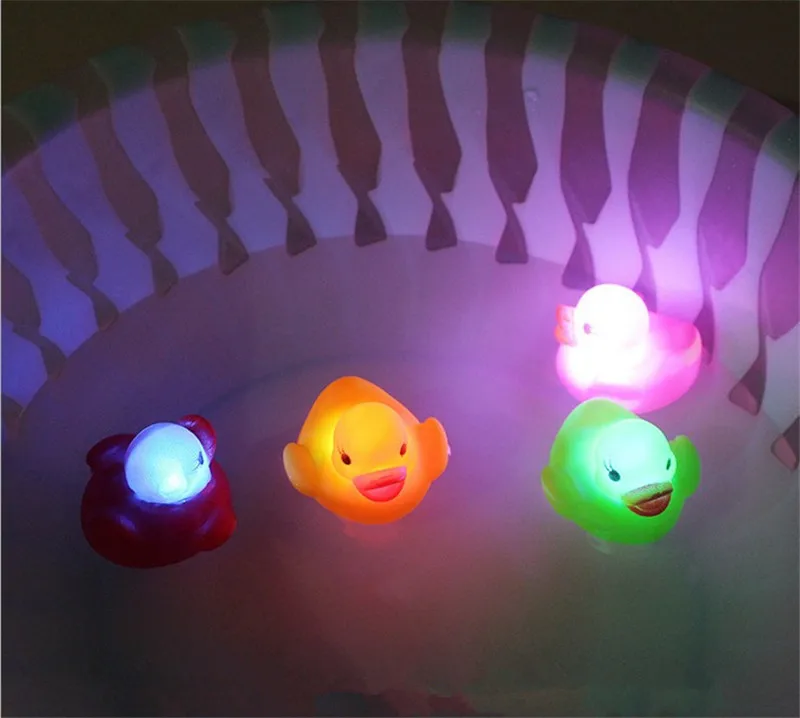 Rubber Duck Bath Flashing Light Toy Auto Color Changing Baby Bathroom
