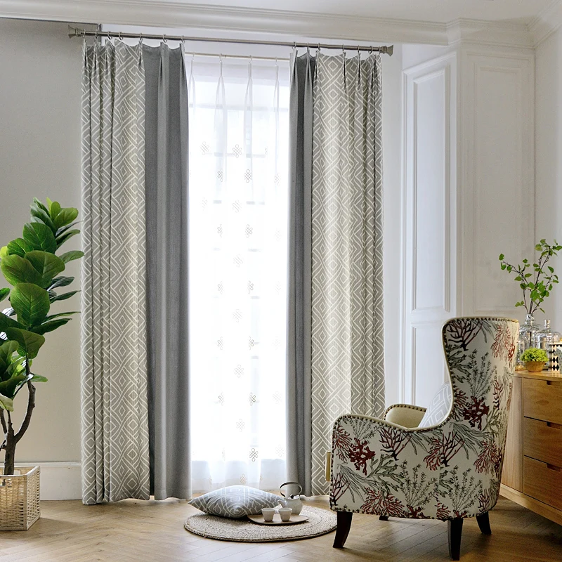 Patchwork Embroidered Blackout Curtains for Living Room Jacquard Window