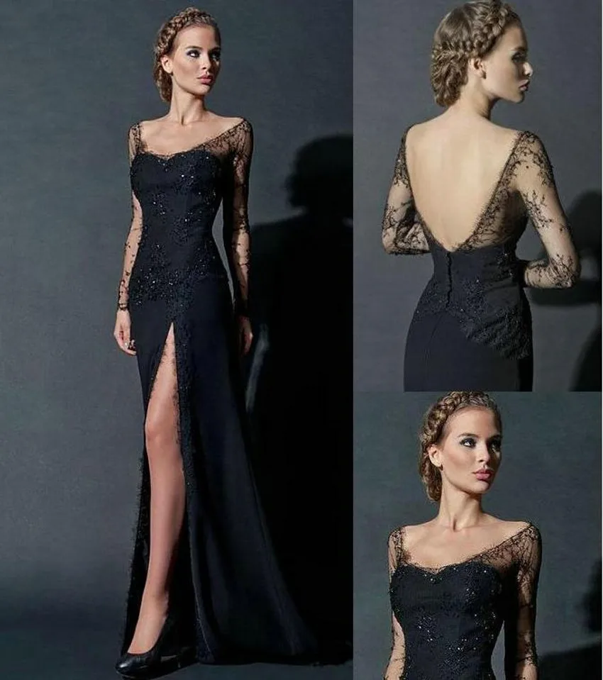 black sheer evening gown