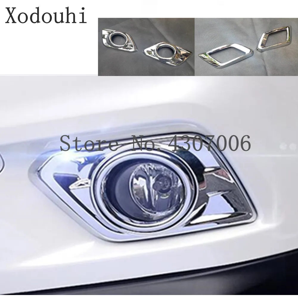 

For Nissan X-Trail XTrail T32/Rogue 2014 2015 2016 car cover ABS Chrome lamp front head fog Light lamp Trim frame stick 2pcs